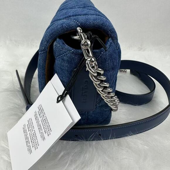 Coach Quinn Bag With Quilting Shoulder/Crossbody Denim/Silver/Indigo CAK40 NWT - Picture 4 of 10